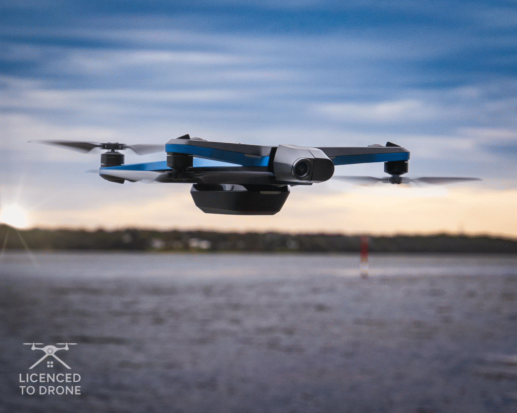 Skydio 2 flying over a lake