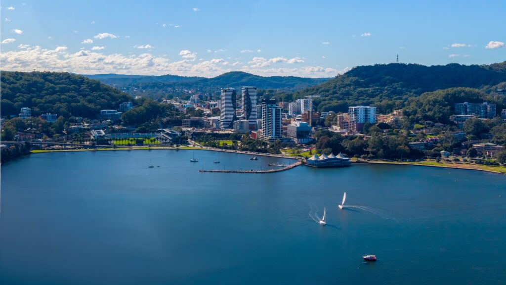 drone shot of Gosford foreshore